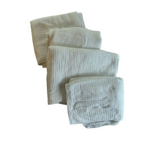 Set of four baby blankets Unisex Mitti Kidz organic cotton bamboo muslin White